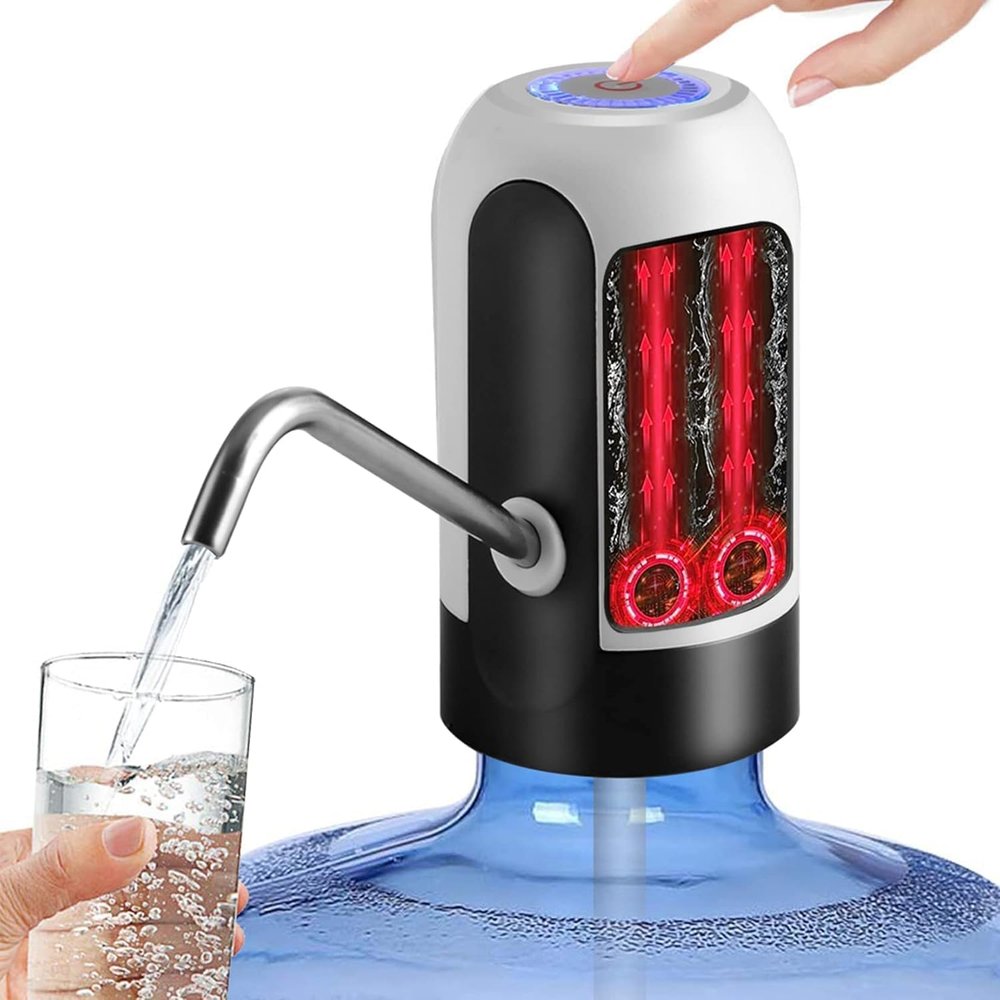 Black Olive Pudhoms Automatic Pump Portable Plastic/Stainless Steel Electric Water Dispenser for Universal 5 Gallon Bottle (Black/White,Set of 1)