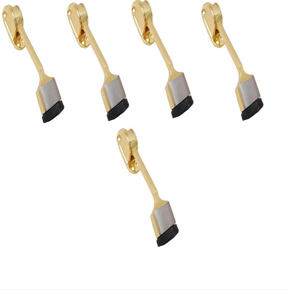 Homeproducts4U Zinc Door Stopper 5 Inches Vanilla Gold Silver Pack of 5