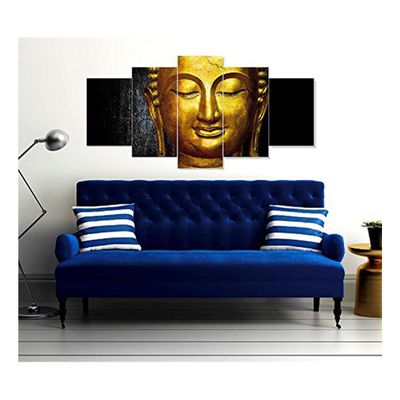 PRINTELLIGENT Framed Printed Golden Buddha Art Panels Wall Painting- 5 Frames Painting Home Decor (Size: 10x20 inch)