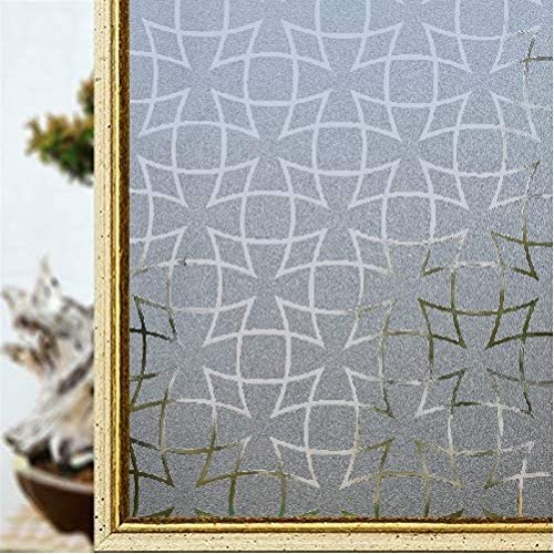 KREEPO Privacy Window Film Pattern13 Frosting Film Window Sticker Frosted Vinyl Sheets for Front Door/Bathroom/Sidelight/Small Windows, 24''x48''