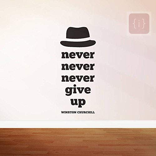ISEE 360 Motivational Wall Stickers Office Door Study Room Students Kitchen Kids Bed Room Never Ever Give Up Black Decals L x H 40 x 85 Cms