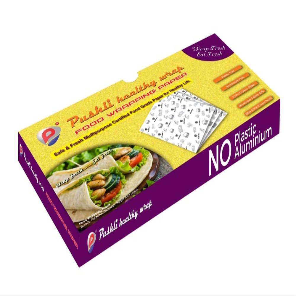 Pushli Safe and Fresh Healthy Food Wrapping Organic Paper Sheet for Home/Office/Collage/School