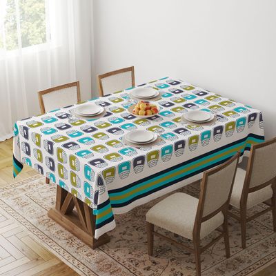 HOME COLORS.IN Cotton Jar Printed 6 Seater Table Cover - Dining Table Cloth - 59 x 90 Inch - Pack of 1 - Multicolor