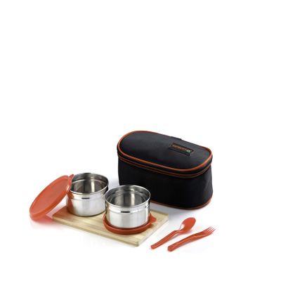 Varmora Xtra Fresh Stainless Steel Lunch Box for Office Use & School - 2 Containers Leak Proof Steel Tiffin Box 390ml Each, Raspberry Pink