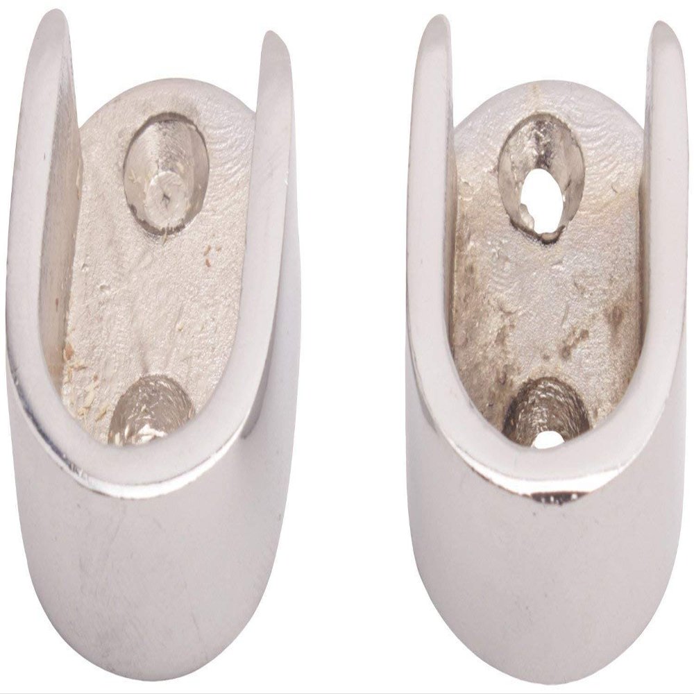 Homeproducts4U White Metal Oval Bracket (Silver, 2-Piece, SH 112