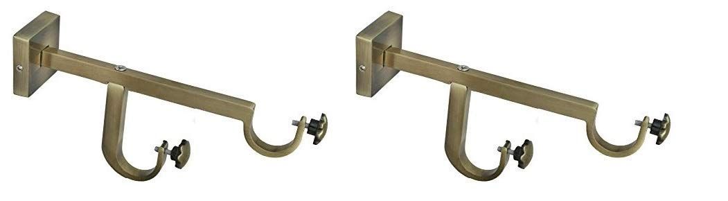 Homeproducts4U Strong Double Antique Finish Brackets for 2 Curtain Rods Pack of (2)