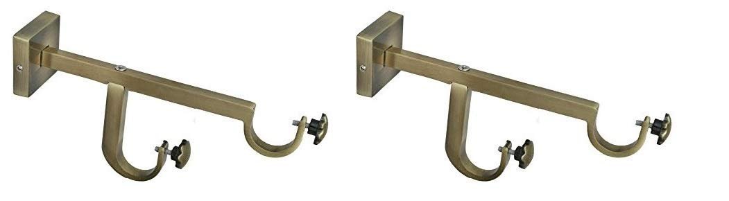 Homeproducts4U Strong Double Antique Finish Brackets for 2 Curtain Rods Pack of (2)