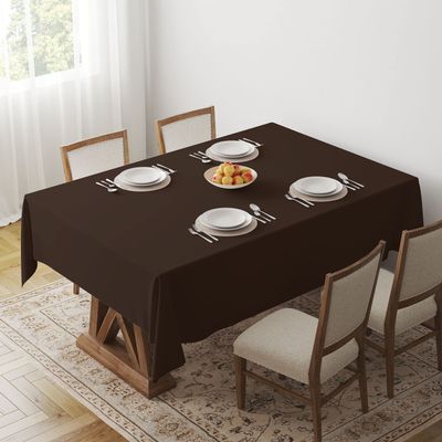 HOME COLORS.IN Cotton Soft & Plain 4 Seater Rectangular Table Cover - Dining Table Cloth - 56 x 72 Inch - Brown