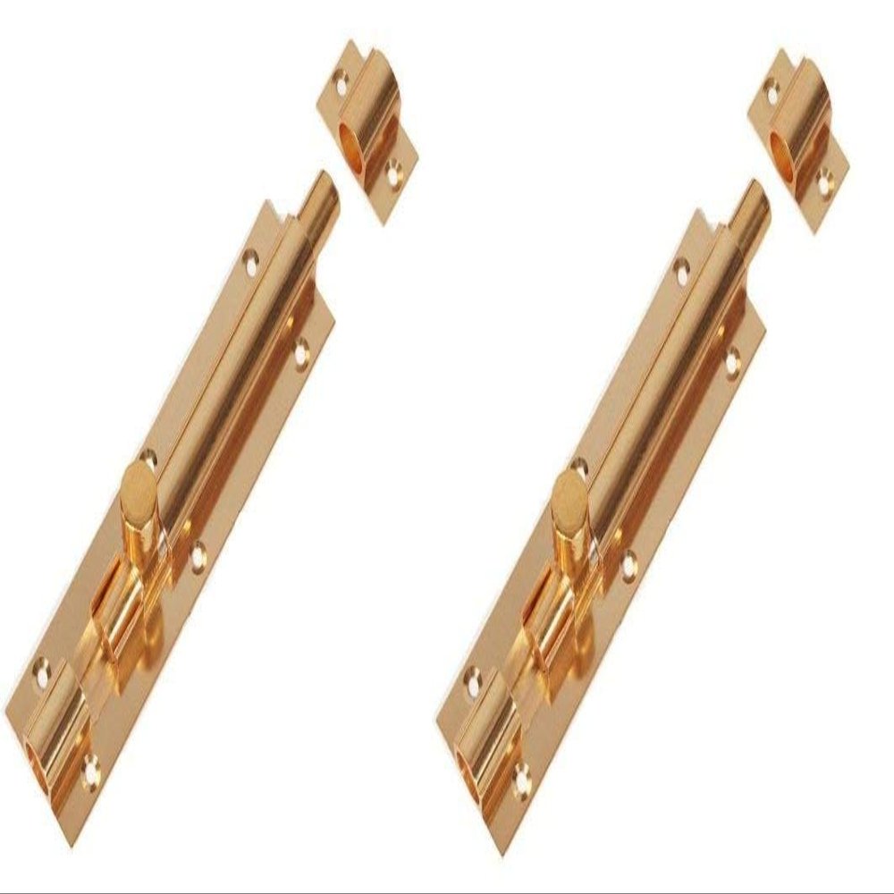 Homeproducts4U Brass Plain Tower Bolt 6 Inches Gold Set of 2