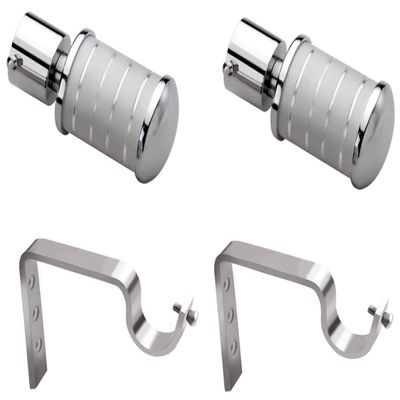 Homeproducts4UPiece Stainless Steel Curtain Bracket - Silver 1 Set (2 Pieces)