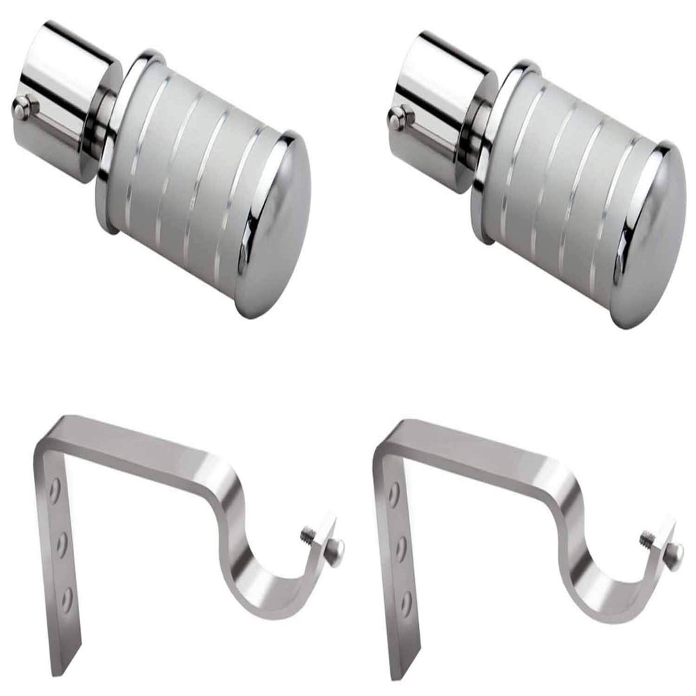 Homeproducts4UPiece Stainless Steel Curtain Bracket - Silver 1 Set (2 Pieces)