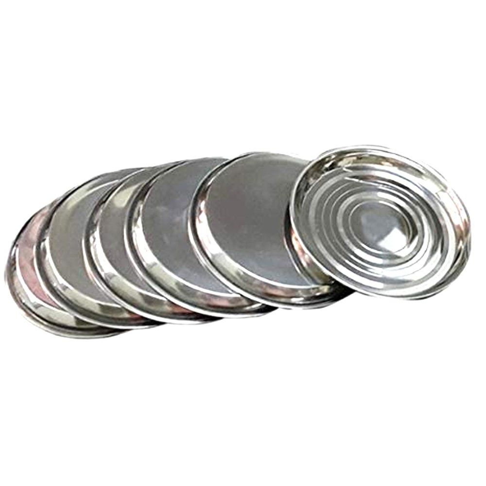 Dynore Stainless Steel Breakfast Plates Set of 6 | Quarter Plates | High Grade Tiffin Plates | Small Nashta Plate | Steel Plates for Kids - Mirror Finish, Bpa Free Snacks Plates (Dia 17.5 cm)