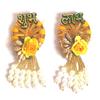 SHUBH LABH Sticker with Pearl Hanging and Artificial Flower Rose for Diwali and Door Decorations PUJA Decoration(2 INCH) (Yellow) view 2