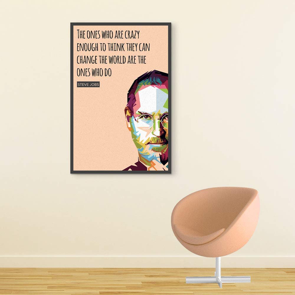 Inephos Wood Steve Jobs The Ones Who are Crazy Enough Inspirational Framed, Laminated Print Poster (8 X 12 Inch, Bronze)