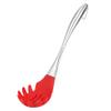 we3 Pasta Fork Stainless Steel Spaghetti Server | 32 cm Long Handle | Silicone Head Heat Resistant | Non Stick Safe Pasta Spoon | Red view 1