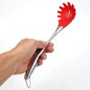 we3 Pasta Fork Stainless Steel Spaghetti Server | 32 cm Long Handle | Silicone Head Heat Resistant | Non Stick Safe Pasta Spoon | Red view 2