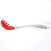 we3 Pasta Fork Stainless Steel Spaghetti Server | 32 cm Long Handle | Silicone Head Heat Resistant | Non Stick Safe Pasta Spoon | Red view 3