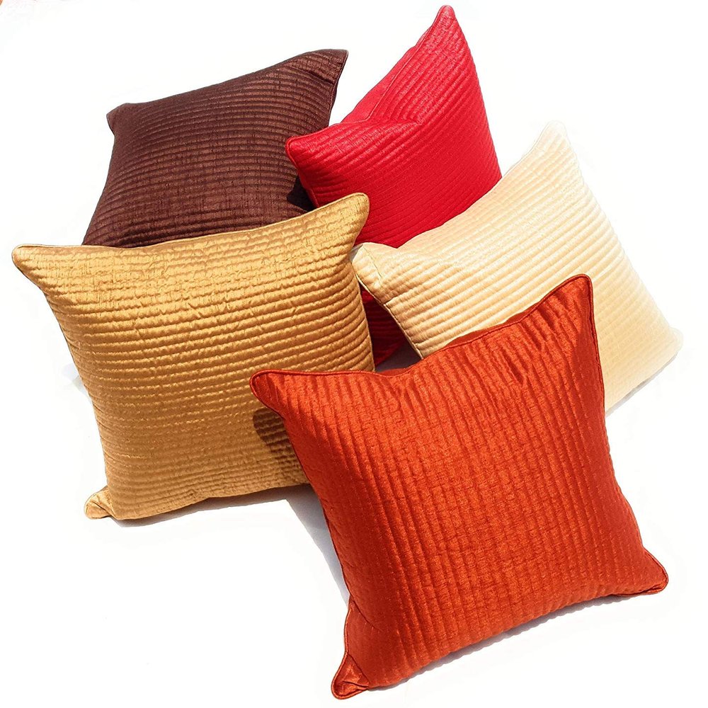 CIDIZY Ethnic Quilted Small Cushion Covers (12 x 12 inch, Multicolour) - Set of 5