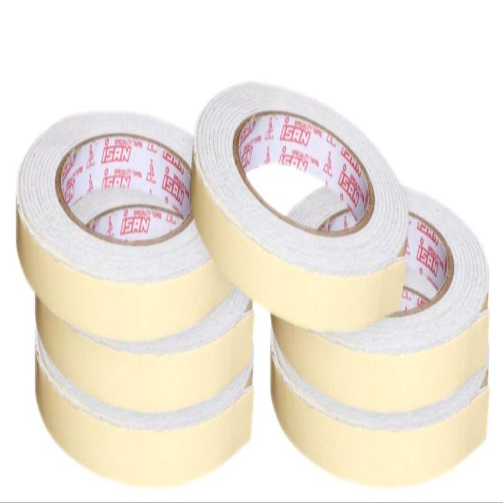 ISAN Double Sided White Foam Tape, Mounting Tape Heavy Duty, Strong Adhesive, Weatherproof for DIY Craft, Cushioning, Padding, Home Office Dcor Width 18mm (3/4" Approx) x Length 5m (8 Pcs.)