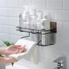 Luvina Creative Home Wrought Iron Free Punching Rack Bathroom Towel Rack Bathroom Shampoo Shower Gel Wall Hanging Storage Rack-Black view 1