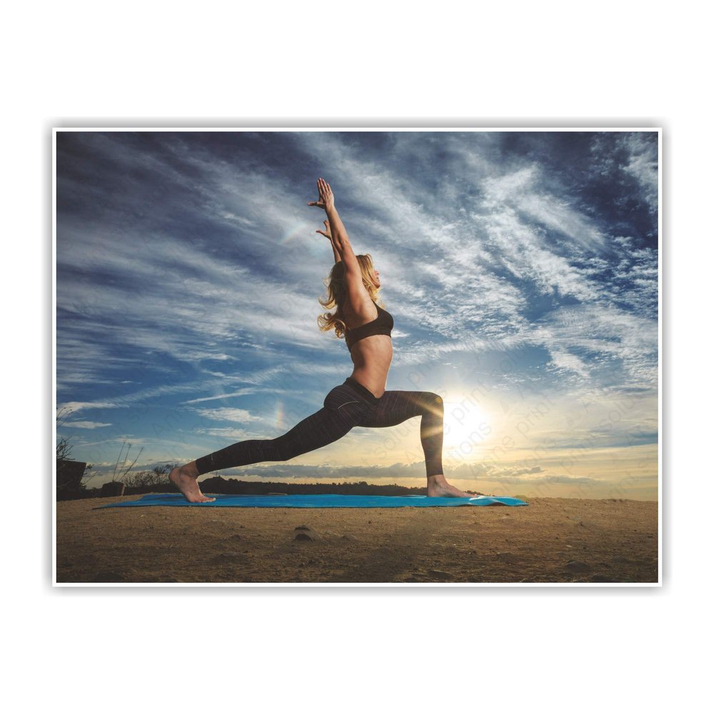 Anne Print Solutions Girl Yoga Poster Sunrise View Gumming Vinyl Self Adhesive Sticker (Without Frame) Pack of 1 Pcs Size 24 Inch X 18* Inch* Multicolour