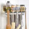 Zomoza Self Adhesive Wall Mounted Kitchen Storage Hanging Rack Basket with Tissue Holder and Kitchen Towel Holder Wardrobe Hanging Organizer Bathroom Storage-Black view 1