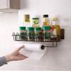 Zomoza Self Adhesive Wall Mounted Kitchen Storage Hanging Rack Basket with Tissue Holder and Kitchen Towel Holder Wardrobe Hanging Organizer Bathroom Storage-Black view 3
