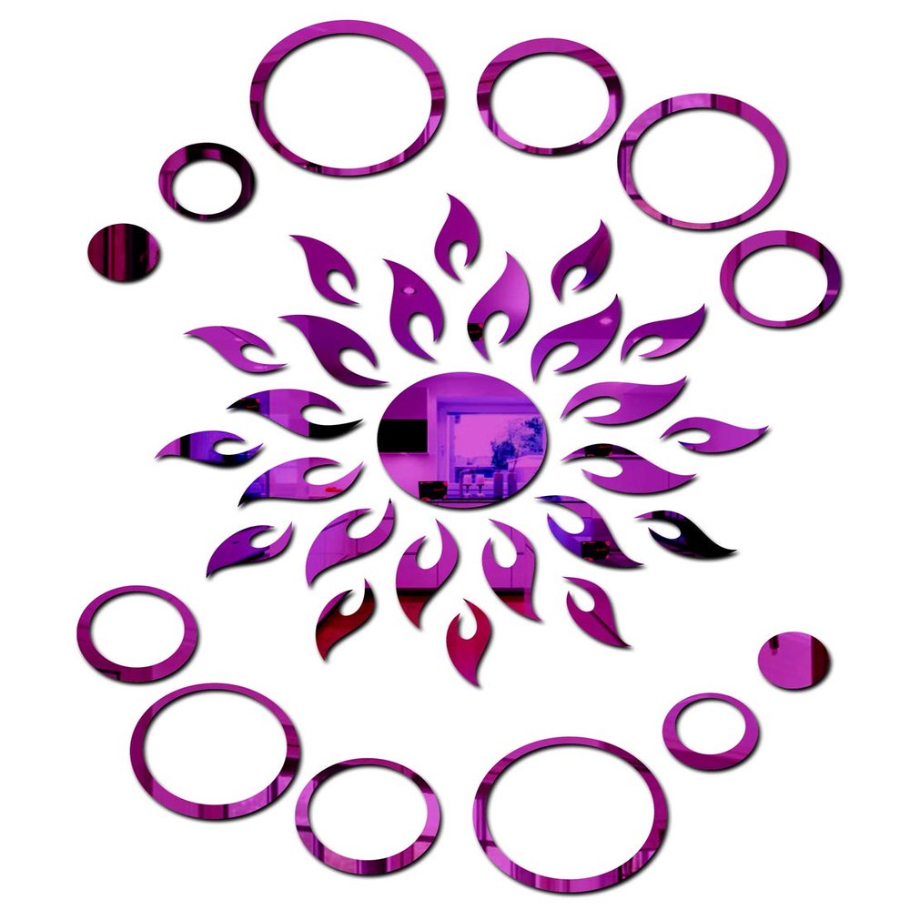 Bikri Kendra - Sun 2set Ring Purple Mirror Stickers for Wall, Acrylic Mirror, Wall Decor Sticker, Stickers, Acrylic Stickers, Wall Stickers for Hall Room, Bedroom.