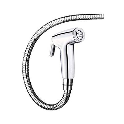 Long Health Faucet (Bidet Faucet) with 1 Meter Stainless Steel Flexible Pipe and ABS Wall Hook - Comprehensive Bathroom Hygiene Spray Gun Faucet Set