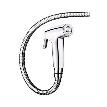 Long Health Faucet (Bidet Faucet) with 1 Meter Stainless Steel Flexible Pipe and ABS Wall Hook - Comprehensive Bathroom Hygiene Spray Gun Faucet Set