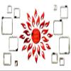 Bikri Kendra Ind - Sun Red with 12 Square Silver Mirror Stickers for Wall, Decor Sticker, Wall Mirror Stickers, Acrylic Stickers, Wall Stickers for Hall Room, Bedroom. view 1
