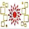 Bikri Kendra Ind - Sun red with 12 Square Golden Mirror Stickers for Wall, Wall Decor Sticker, Wall Mirror Stickers, Acrylic Stickers, Wall Stickers for Hall Room, Bedroom. view 1