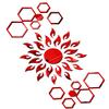 Bikri Kendra Ind - Sun with 12 Hexagon Rings (red) Mirror Stickers for Wall, Acrylic Sticker for Wall view 1