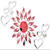 Bikri Kendra Ind - Sun red with 2set Love Heart Silver Mirror Stickers forwall Decor Sticker, for Wall, Wall Decor Sticker,Stickers, Acrylic Stickers, Wall Stickers for Hall Room, Bed Room. view 1