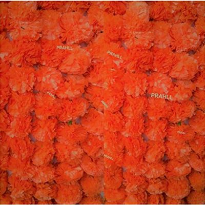 PRAHLL Artificial Marigold Flower Garlands Hanging TORAN for Door and Wall (52inch Length and 30 Flowers in Each) Natural,Fluffy & Rich Look. (Dark Orange, 3)