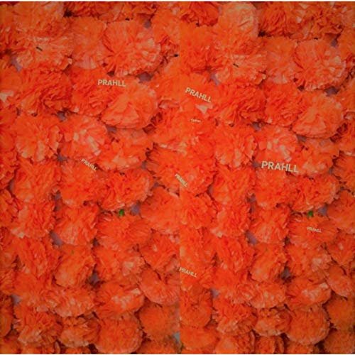 PRAHLL Artificial Marigold Flower Garlands Hanging TORAN for Door and Wall (52inch Length and 30 Flowers in Each) Natural,Fluffy & Rich Look. (Dark Orange, 3)