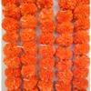 PRAHLL Artificial Marigold Flower Garlands Hanging TORAN for Door and Wall (52inch Length and 30 Flowers in Each) Natural,Fluffy & Rich Look. (Dark Orange, 3) view 3