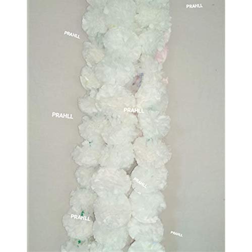 PRAHLL Artificial Marigold Flower Garlands Hanging TORAN for Door and Wall (52inch Length and 30 Flowers in Each) Natural,Fluffy & Rich Look. (White, 3)