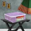 PrettyKrafts Saree Cover Big Size/Wardrobe Organiser/Clothes Storage Bag | Storage Organizer Bag | Zip Closure and Transparent Front | Clothes Storage Bag | Set of 3, Purple | Size: 40 x 35 x 20 cm view 2