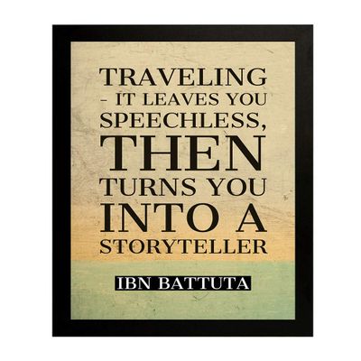 Interio Crafts IBN BATTUTA Travel Poster Frames with Motivational Quote (Synthetic Wood, Plexi Glass in Front, 13X10 Inches)