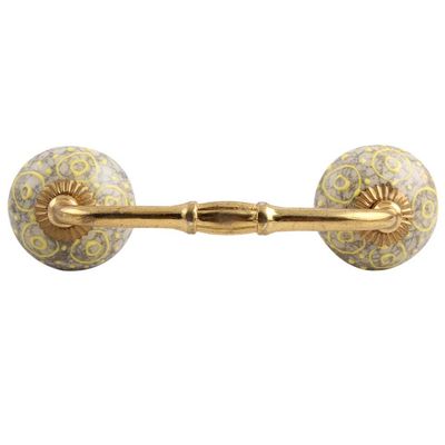 Indian-Shelf 1 Pack Multicolor Unique Drawer Handles Decorative Cabinet Pulls Gold Hardware 6'' Hole to Hole -BH-524-CRACK-123