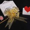 Home REPUBLIC-10 Bow Golden Colour Colour 50 mm Wedding Pull Bow Organza Striped Ribbon String with 35" Long Tulle Tails Wedding Party Bridal Gift wrap Wrapping Bows,Gift Bows, Christmas Bows view 2