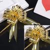 Home REPUBLIC-10 Bow Golden Colour Colour 50 mm Wedding Pull Bow Organza Striped Ribbon String with 35" Long Tulle Tails Wedding Party Bridal Gift wrap Wrapping Bows,Gift Bows, Christmas Bows view 3