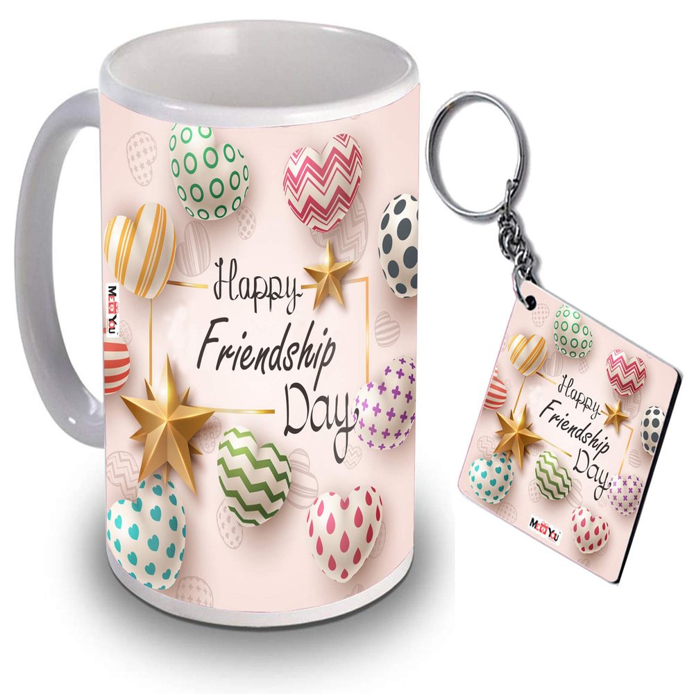 ME & YOU Friendship Day Gift for True Friend, Beautiful Quoted Ceramic Coffee Mug and Keychain