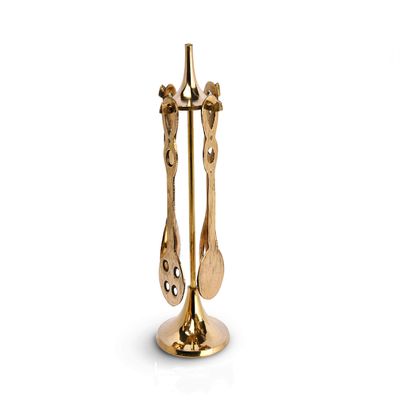 Shripad Steel Home Miniature Brass Spoon Stand (Kids Toy) - for Real Cooking