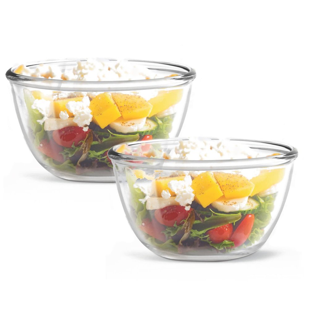 Treo By Milton Glass Mixing Bowls Set of 2, 1000 Ml (Transparent)