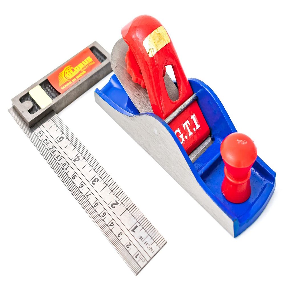 GLOBUS 1130 Steel Carpenter Plane 7 Inch with Measuring Tool Try Square 6 Inch