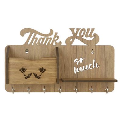 Sehaz Artworks Thank-You-WT-KeyHolder Wooden Key Holder (7 Hooks)