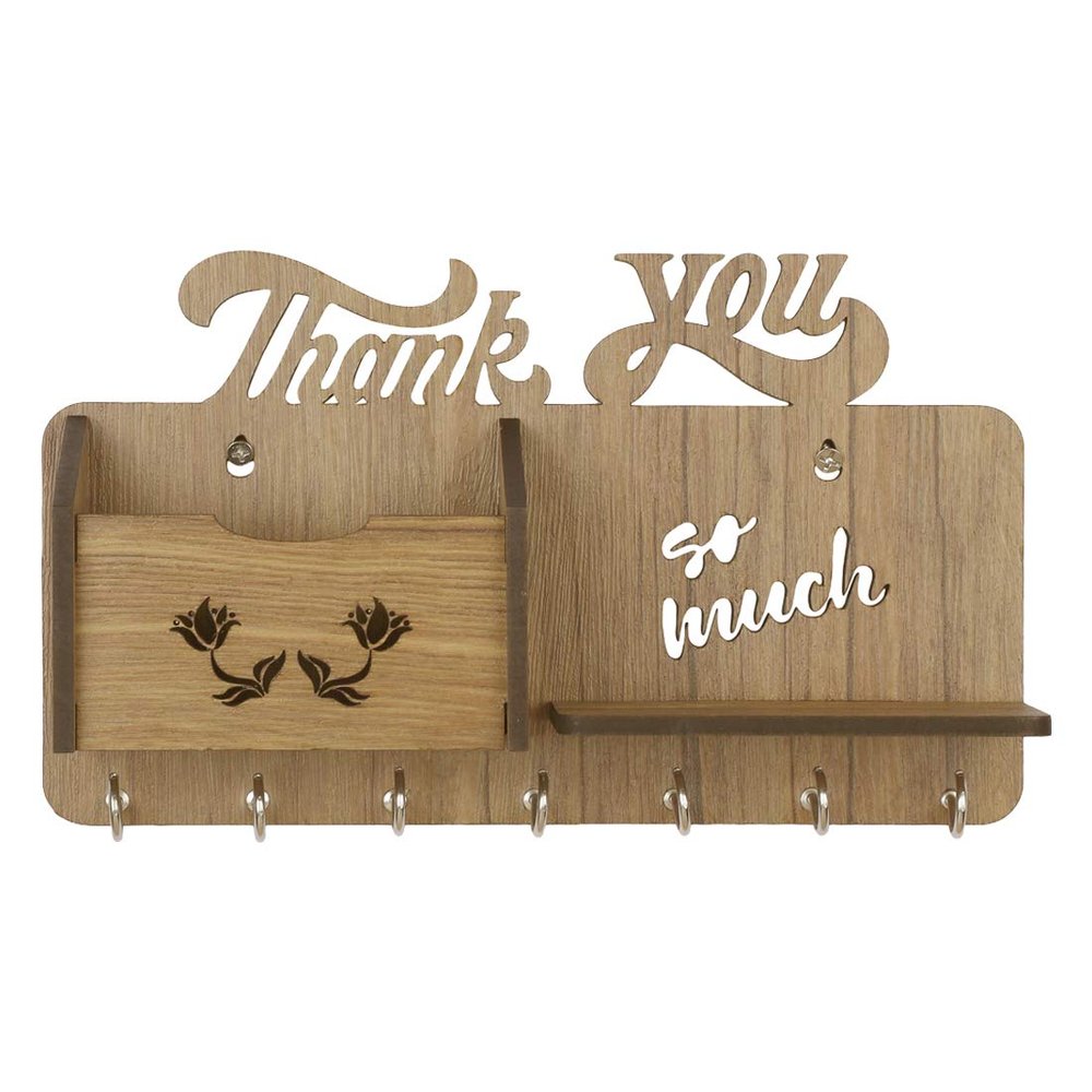 Sehaz Artworks Thank-You-WT-KeyHolder Wooden Key Holder (7 Hooks)