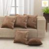 Nendle Velvet Plain Decorative Soft Texture Cushion Cover - Pack Of 5,16X16 Inch|Soft Smooth Solid Fabric|Square Pillow Covers For Bed,Sofa,Office Chair&Seat,Home Dcor (Light Brown),500 TC view 1